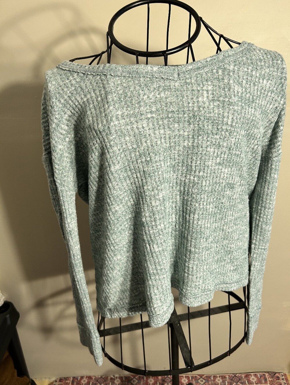 size extra small womens top shirt tee t long sleeve waffle knit